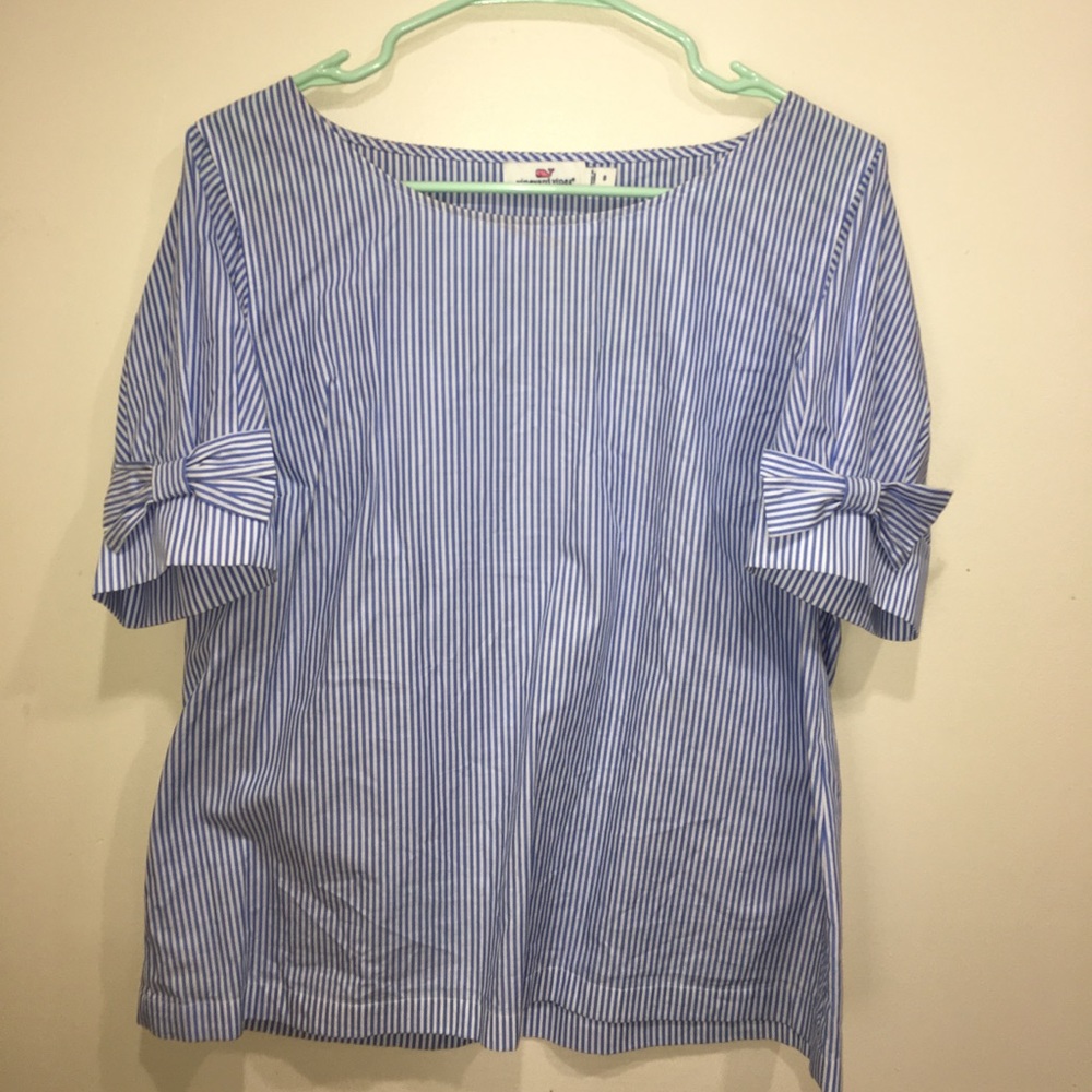 Vineyard vines striped blouse with bow sleeves
